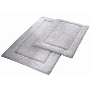 Modern Threads 2-Pack Non-Slip Backing Solid Loop Bath Mat Set in Silver NWT